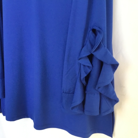 SOLD Womens Top Plus Key Hole Neck Sleeve Blue - Picture 3 of 5